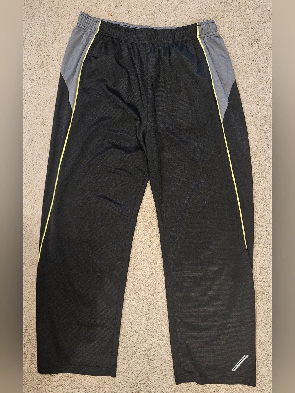 Men's Black Joggers with Gray Panels and Yellow Trim